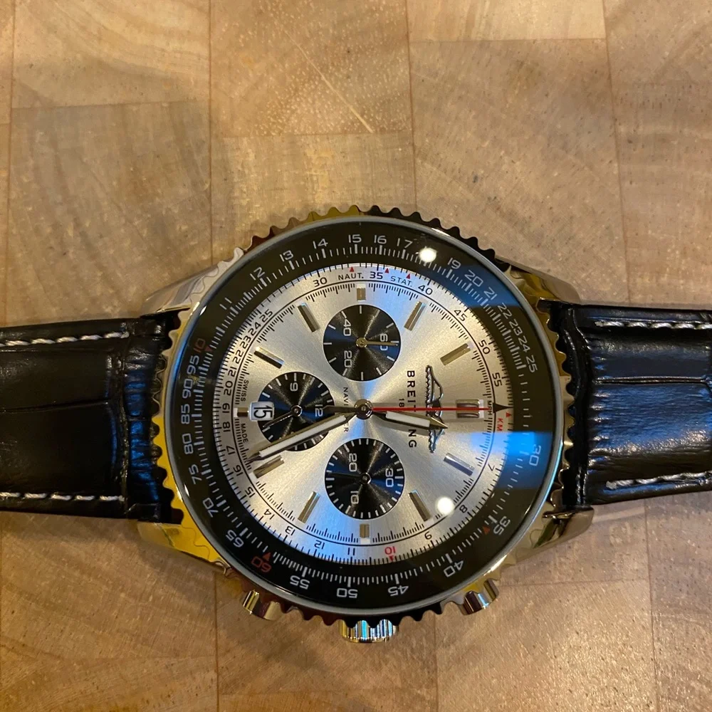 New Breitling Silver and Black Men's Chronograph Watch